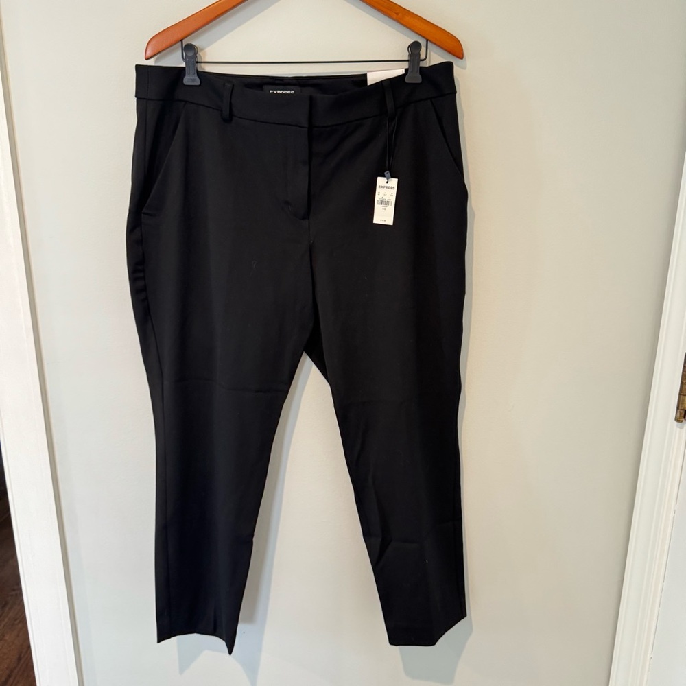 Express Black Stretch Columnist Skinny Mid Rise Trousers 14S/14C